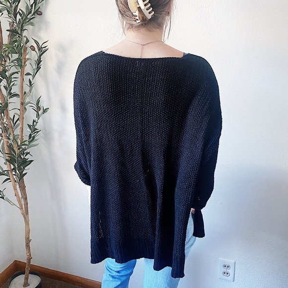 Easel oversized black knit sweater 3/4 length sleeves size medium - Picture 2 of 7